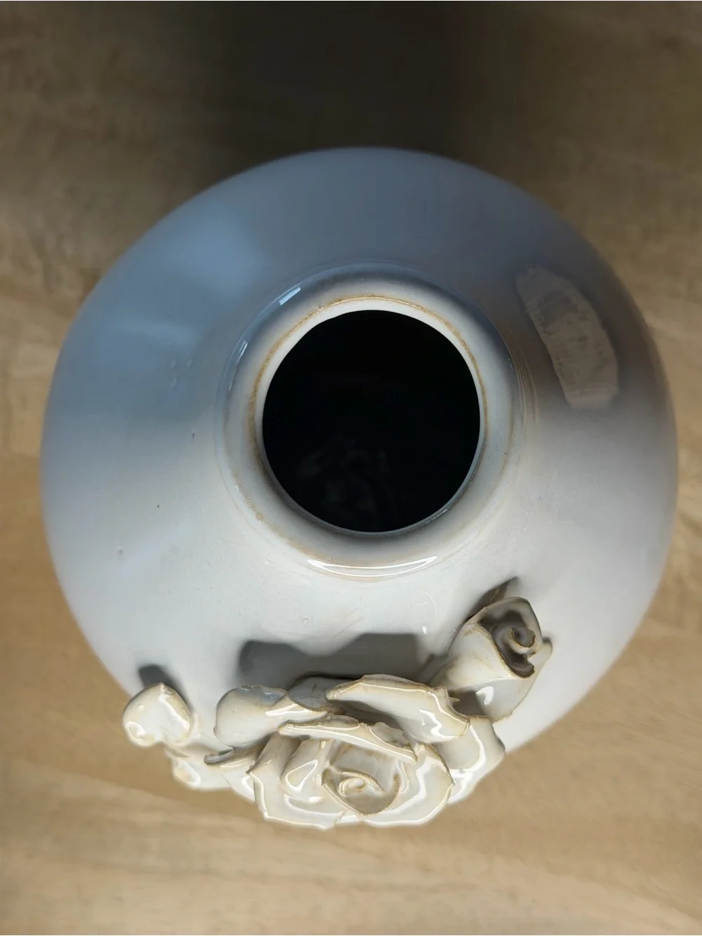 Decorative Creamy Off-White Ceramic Rose Accent Vase - Unbranded